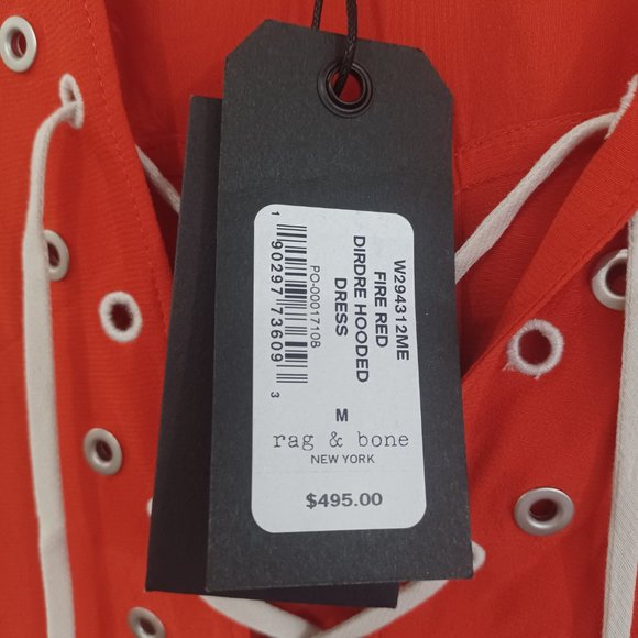 Rag & bone fire red dirdre hooded dress NWT - Picture 3 of 4